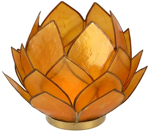 GURU SHOP Lotus Teelicht Muschel 14x10 cm - Goldgelb