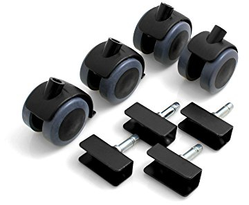 Design61 Universal Möbelrollen mit U-Aufnahme 19mm Gummirollen Lenkrollen Laufrollen Bodenschutz Rollen mit Feststeller Plattenschuhe mit Stift 4 Stück