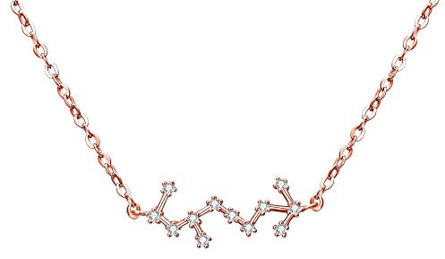 Clearine Women 925 Sterling Silver Wedding Bridal CZ Horoscope Zodiac 12 Constellation Astrology Pendant Necklace Clear Rose-Gold-Toned April Birthstone Scorpio
