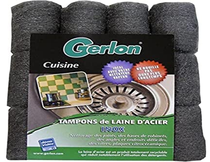 Sachet de 12 tampons laine d'acier inox