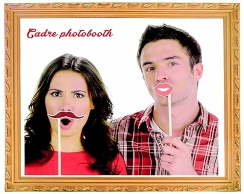 Cadre PhotoBooth en Bois 67cm, moulure Or