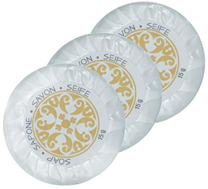 Awek.eu 100 Stück Hotelseife Hotel Seife Gästeseife rund 15g in Plisseefolie Acanto Serie