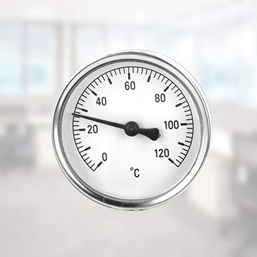 Lantelme Rohranlegethermometer 0°C – 120°C mit Federhalterung | Analoges Temperaturmessgerät aus Edelstahl | Sanitär Thermometer für Wasser Rohre Heizung Warmwasserrohre Boiler und Klimaanlage