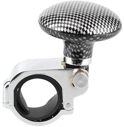 Keenso Lenkradknauf Griff, Power Aid Ball Steigert Spin Knob Clamp Autozubehör für Universal Car Auto Fahrzeug(Kohlefaser)