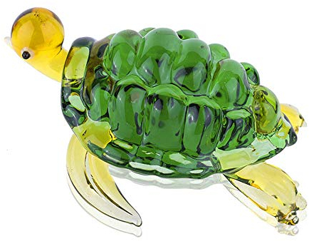 Glas Figurine Grün Sea Turtle Handgemachte Kristall Nette Kleine Kunstwerk Hand Geblasen Miniaturen Wohnkultur (Grün)