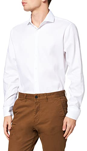 Seidensticker Herren Business Hemd - Shaped Fit - Bügelfrei - Kent-Kragen - Langarm - 100% Baumwolle, Weiß, 45 EU