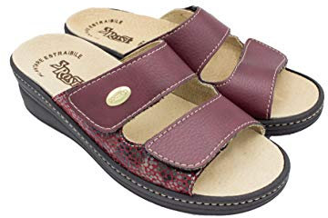 3 Rose Ciabatta Donna Flavia Regolabile ecopelle con Plantare estraibile in pelle (bordeaux, 38)