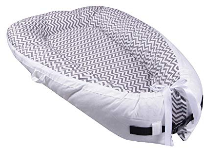 QIROG Neugeborenes Babybett Bionisches Uterusbett Babybett Nickerchen Nest Tragbares Kinderbett Babybett-30 graue Wellen_80 * 50 * 10 cm