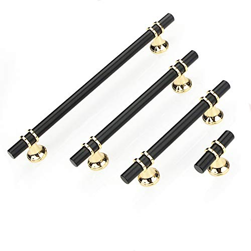 Benature Tiradores para muebles de cocina, 8 unidades, acero inoxidable, modernos, aleación de zinc, color negro, oro rosa, vintage, armarios de cocina (0 mm), color negro
