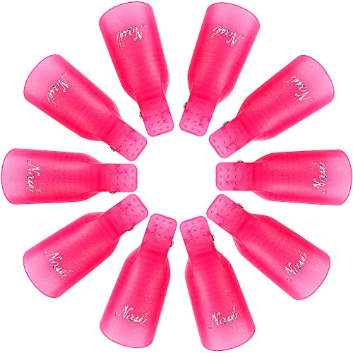 XYGK Nagellackentferner Clips 10 Stück Set, Nagel Clips, Acryl Gelpolitur Klammern, Gelpolitur Entferner Nägel, Nails Art Gel Cap für Zehennägel & Finger UV Maniküre (Rosenrot)