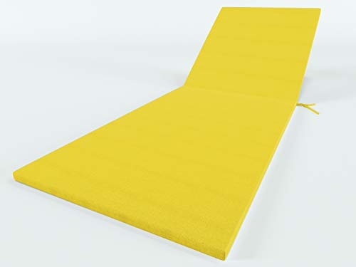 ALOHA Liegenauflage Auflage Polster für Gartenliege Liegestuhl Sonnenliege Liege Kissen Sonnenliege Strandliege (Gelb / 190x54x4cm / 2 Stück)