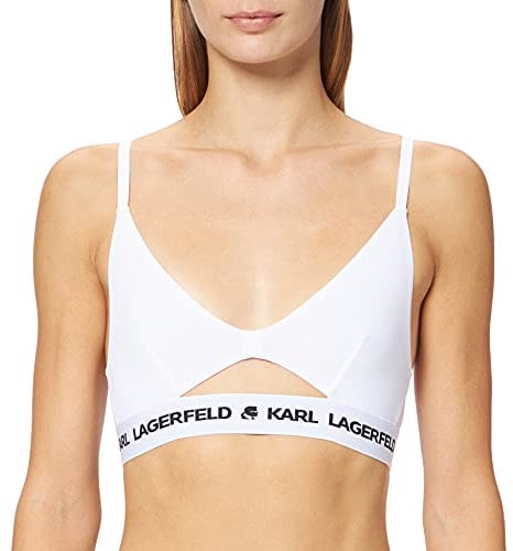 KARL LAGERFELD Damen Karl Lagerfeld Damen Logo Guckloch-Bh, Weiß, XS