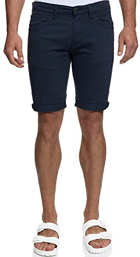 Indicode Herren Villeurbanne Jeans Shorts mit 5 Taschen | Herrenshorts Used Look für Männer Navy, XXL