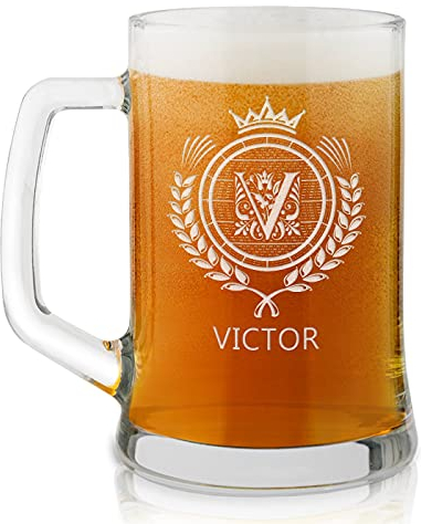 Maverton Chope à Bière Gravée de 50 cl – Chope personnalisée avec Anse - Verre pour les Amateurs de Bière – Cadeau Anniversaire Homme - Cadeau Homme - motif