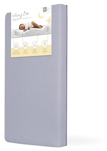 Dream On Me Snuggles Extra Firm Dual-Sided Baby Crib Mattress with Breathable Fabric, Water & Odor Resistant, GREENGUARD Gold Certified, Fits Mini & Portable Cribs (38”x 24”x 3”) - Periwinkle