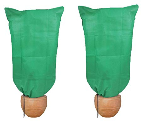 HH-LIFE 3 Stück 100x160 cm Winter Kordelzug Frostschutz Beutel Frostschutz Jacke Warme Decke für Gartenvlies Pflanzen (60g/m² Grün)