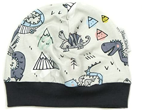 Kleine Könige Mütze Baby Jungen Beanie · Mitwachs-Funktion Modell Dino Drache Arthur grau, anthrazit Ökotex 100 Zertifiziert Größe 50/56, 35-39