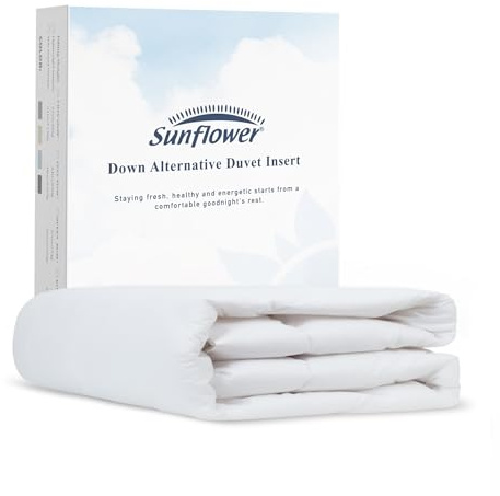 sunflower Queen Size Duvet Insert Cotton Cover for Summer, White