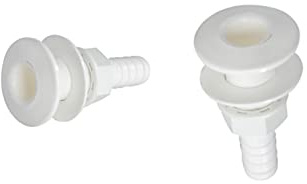 mgverkauf Borddurchführung Borddurchlass Kunststoff weiß für Schlauch 15 mm mit Schlauchanschluß Wasserablauf