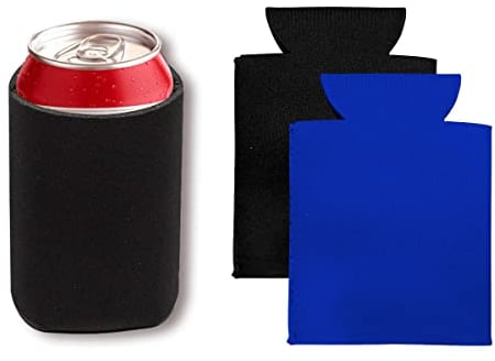Jagowa 2 Pcs Beer Can Cooler Sleeves Soft Reusable Neoprene Insulated Beer Can Covers Portable Drink Cooler for Soda Beer Cans Beer Bottles (Black & Blue)