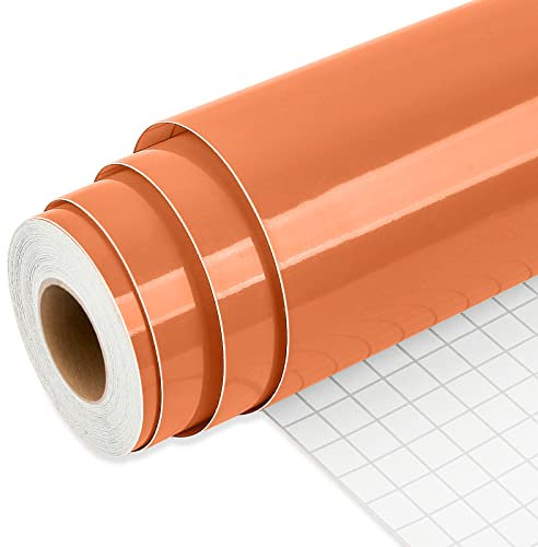 IModeur 25Ft vinyle adhésif orange - 30,5 x 762 cm Vinyle adhesivo permanent pour tasse, vinyle Cricut pour cadeau d'anniversaire, ornements de fête, décoration intérieure