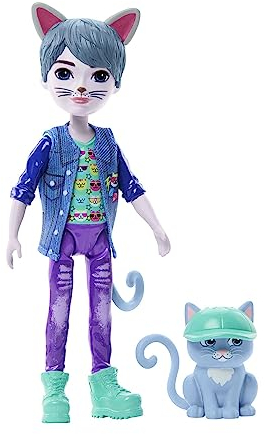 Enchantimals Glam Party Cole Cat Puppe - mit bestem Tierfreund Claw, Abnehmbarer Kleidung und Schuhen, für Mode- und Tierliebhaber ab 4 Jahren, HNT59