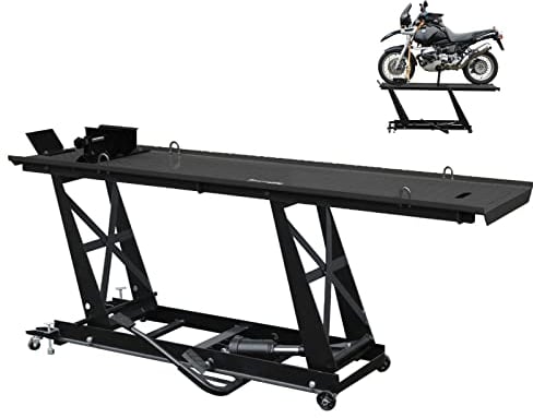 TRUTZHOLM Motorradhebebühne hydraulisch 450 kg Motorradrampe Hebebühne Heber Montagebühne für Motorrad Moped (Schwarz, XL-Breite 55 cm)