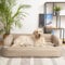 PillowPrim Hundebett, Möbel für Tiere, Katzenbett, Abnehmbar Bezug, Hundekorb, Hundekissen, Hundeliege, Schlafplätze, Hundesofa, Beige, L: 78x47 cm