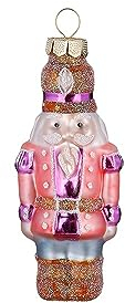 Christbaumschmuck Nussknacker 8cm Glas - Husar Soldat zum Aufhängen Rosa Lila Braun - Weihnachtsbaum Anhänger Weihnachtsprinz - Handbemalter Weihnachtsbaumschmuck