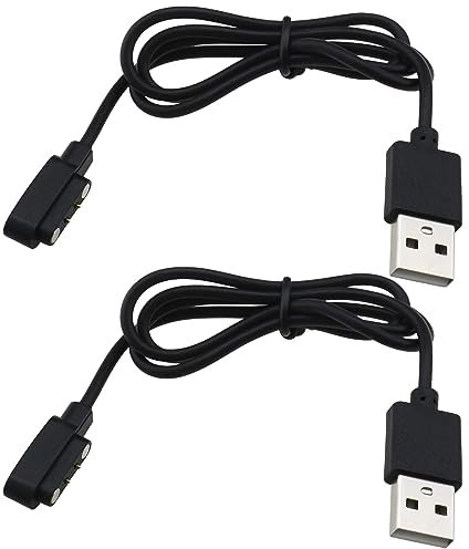VGOL 2 Stück Ladekabel für Smartwatch, kompatibel mit AGPTEK LW11, USB-Ladekabel, magnetisch, tragbar, Ersatz, 60 cm, Schwarz