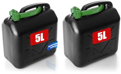 BigDean Lot de 2 bidons d'essence de 5 l avec bec verseur flexible – Bidon de carburant pour essence et diesel – Homologation ONU Bidon de réserve pratique – Fabriqué en Europe