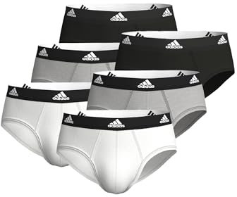 adidas Herren Basic Brief Slips Unterhose Pant Unterwäsche 6er Pack, Farbe:Black/White/Grey, Bekleidungsgröße:S