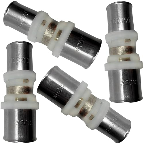 BOOPARTS - 4 pièces - raccord multicouche 20-16 a sertir contour TH - manchon multicouche réduit - raccord plomberie pour tube multicouche 20 et 16