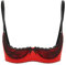 Fldy Women's Underwire Push Up Shelf Bra 1/4 Cup Demi Balconette Sheer Unlined Bralette Top Red A M