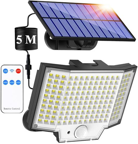 Haokiang Solar Security Lights Outdoor Motion Sensor 1 Pack 2000lm Ip65 270° 3 Modes Wall Lights Solar Flood Light with Sensor Solars Light Garden Solars Floodlight for Gifts Front Door Garden Fence