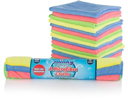 Minky Microfibre Multi-Pack Bundle - Microfibre Cloth Set of 36, Multipurpose Duster, Reusable Home Essentials, Multiuse Cleaning Products, Lint Free, 4 Colours, Soft Cleaning Cloths (36)