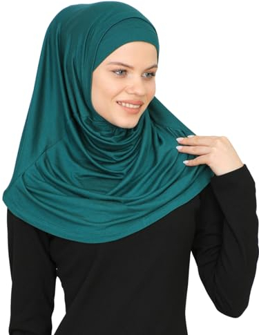 Prien Chic Hijab für Damen, Muslim Kopftuch Untertuch Set, Lange Kopftücher Kleid Frauen, Schal Für Gebetskleidung Abaya, Muslimische Kleider Für Ramadan Hajj (Smaragd)
