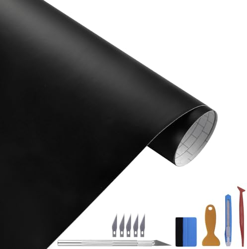 Auto Folie Schwarz Matt - 30CMx300CM Selbstklebend Zierleisten Folie für Auto Motorrad Fenster Kfz Chromleisten Folierung Schwarz