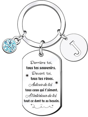 KJKJKJ 26Lettre A - Z cadeau Porte -Clef, Femme Homme Porte -Clef Cadeau,Anniversaire Cadeau, Original Cadeau,cadeau de motivation Cadeaux pour les amis (J)