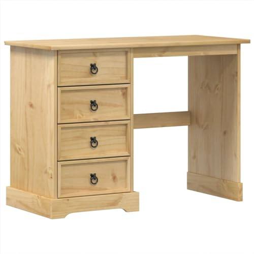 vidaXL Coiffeuse Corona 104x47x75 cm Bois de pin Massif, Table de Maquillage, Table cosmétique, Coiffeuse avec tiroirs, Meuble de Maquillage