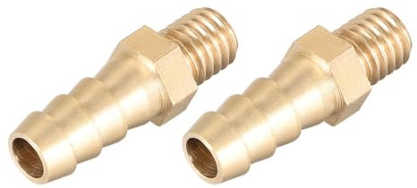 METALLIXITY Brass Hose Barb Fitting (M8-1.25 Male x 8mm Barbed) 2pcs, Hose Pipe Connector - for Fuel Air Water Oil Gas
