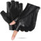 GSG SINCE 1998 Herren Fingerlose Lederhandschuhe zum Autofahren ungefüttert Halbfinger Lederhandschuhe Large