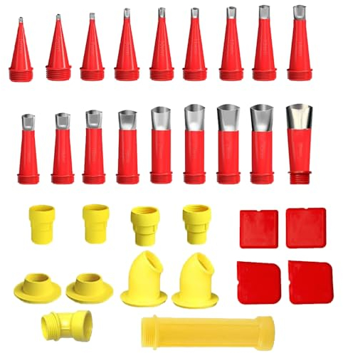 Glamifyr 32 Stück Edelstahl Düse Silikon,Ein Satz Einteiliger Edelstahldüsen,Silikon Düsen,Gummidüsen Werkzeugsatz,Edelstahl Dichtungsdüse Silikondüsen,Silikon Zum Abdichten Finishing KüChe Badezimmer