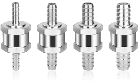 4stk Kraftstoff Rückschlagventil, 12mm 10mm 8mm 6mm Aluminiumlegierung Rückschlagventil Einweg-Inline-Rückschlagventil für Öl Benzin Diesel Kraftstoffleitung Benzin Wasser