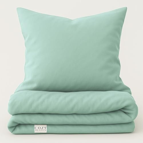 COZY HEAVEN | Luxus Lyocell Bettwäsche (Tencel™) | Gewonnen aus Eukalyptus u.a. | Ultra weich & hochwertig | Hypoallergen | Atmungsaktiv gegen Schweiß | Nachhaltig (Soft Mint, 155x220 + 80x80)