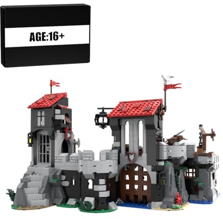BlocteckToy MOC Klemmbausteine Mittelalterliche Burg Wolfstein Modell, 1018 Teile Groß Architecture Burg Gebäude Set, MOC-193275