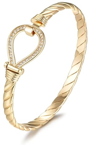 6mm Gold & Silver Closed Loop Bangle Bracelet, 8-Inch, 16–20g, PVD Gold & Silver Plated – Bling King London