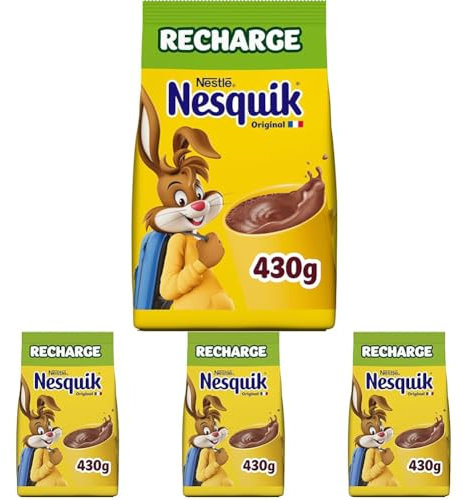 Nesquik - Chocolat en Poudre, Eco-Recharge - 430g (L'emballage peut varier) (Lot de 4)