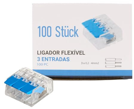 Maxled, Light is Led! Verbindungsklemmen,Klemmen 3 Polig Leiter, 100 Stück Kabelverbinder Kabelklemmen für Alle Leiterarten Weltweit, Solid Wire 0.2-4mm², Anschlussklemmen Strand Wire:0.14-4mm² 413