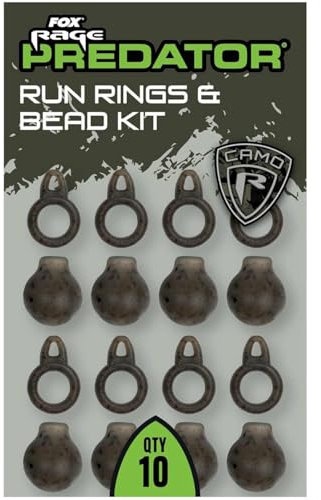 Fox Rage Predator Camo Run Rings & Bead Kit - 10 Zubehörteile zum Vorfachbau, Angelzubehör